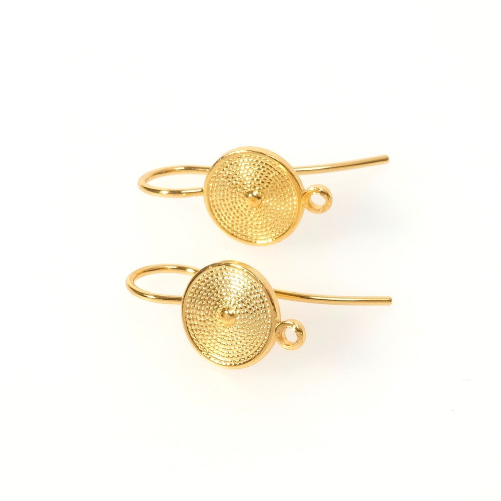 Boucles d'oreilles crochets ethniques en laiton doré à l'or fin 24K Premium, la paire