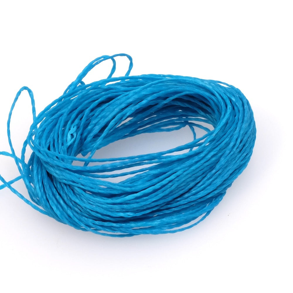 Bobine de fil ciré Linhasita 0,5mm pour micro macramé - Bleu Fluo