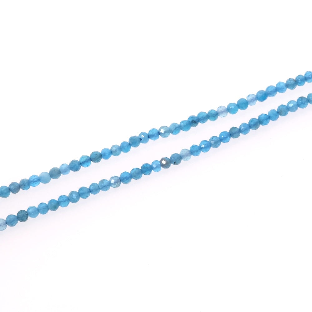 Fil de perles naturelles rondes facettées 2mm en Apatite