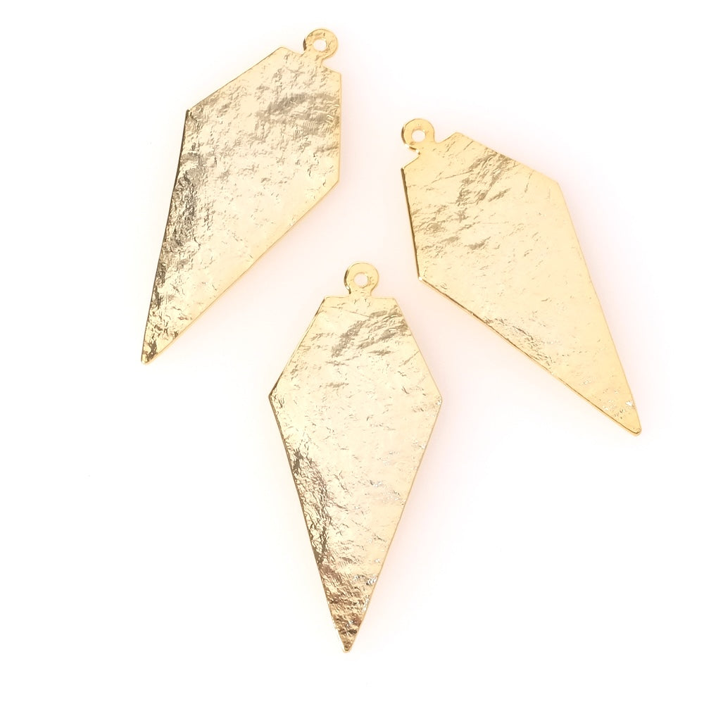 Pendentif Triangle texture Granite en laiton doré à l&#39;or fin 24K Premium