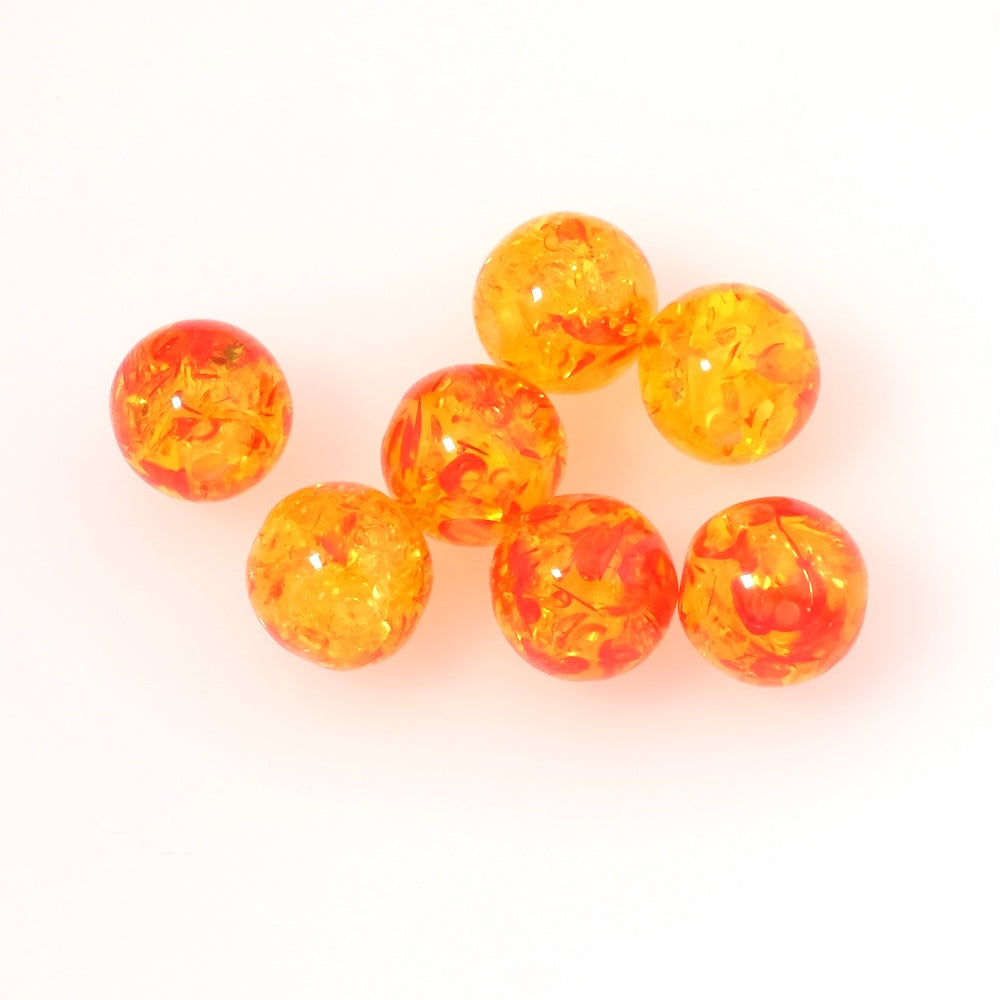 4 Perles rondes 12mm en acrylique rouge jaune transparent