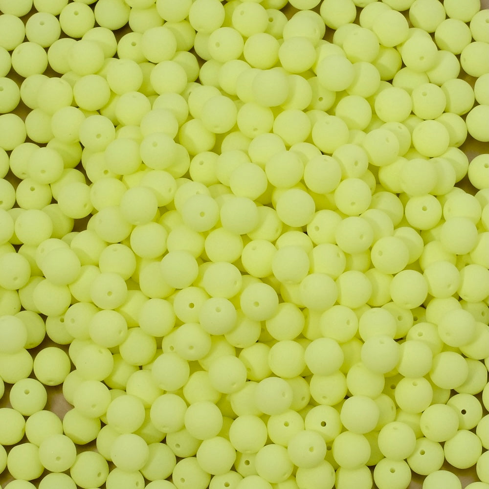 10 perles de Bohème rondes 6mm jaune fluo clair mat