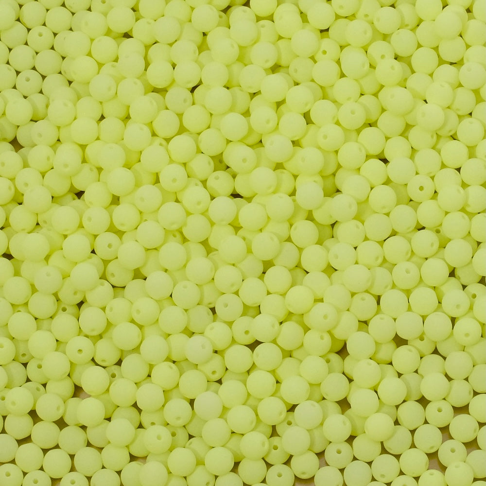 10 perles de Bohème rondes 4mm jaune fluo clair mat