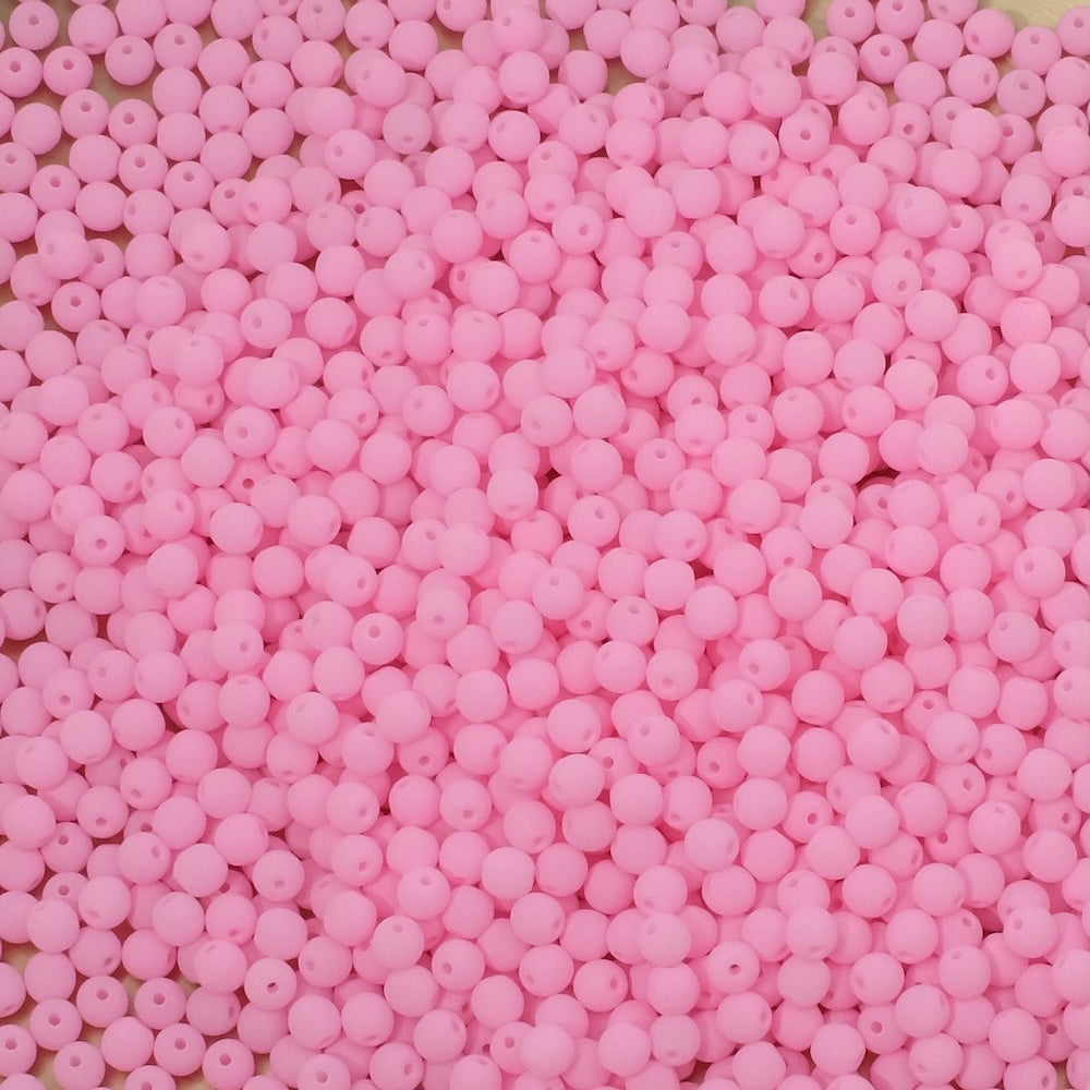 10 perles de Bohème rondes 3mm rose mat