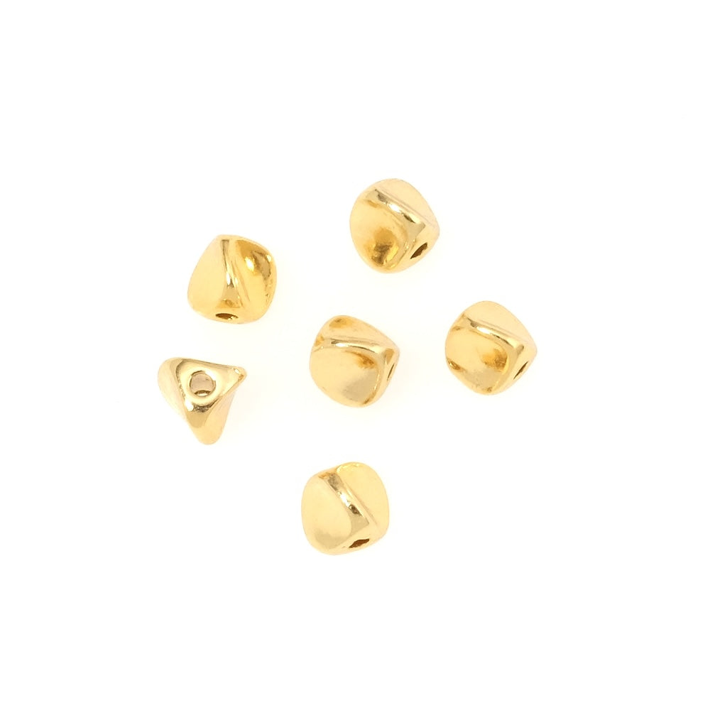 6 perles triangles 5mm en laiton Doré à l&#39;or fin 24K Premium