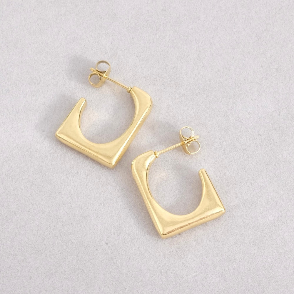 Boucles d&#39;oreilles rectangle en acier inoxydable 304 Doré