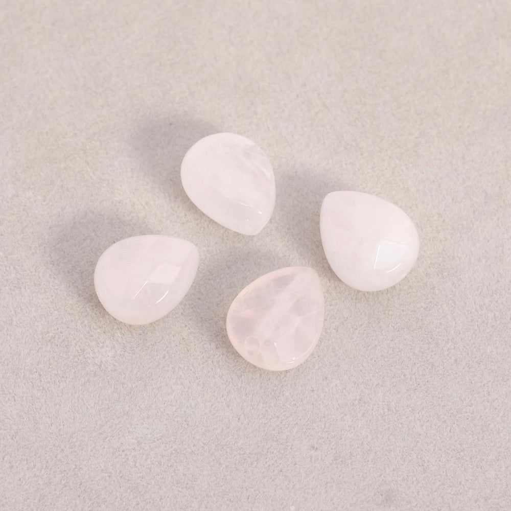 4 perles naturelles gouttes en Quartz rose