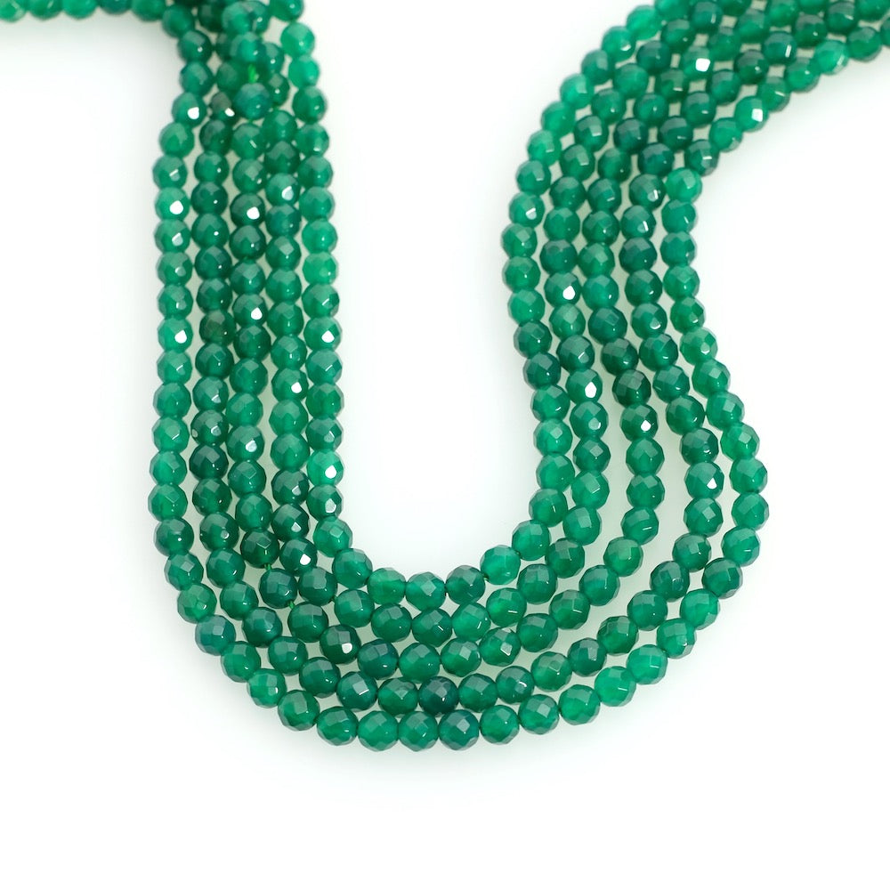 Fil de perle 4mm facettée en pierre naturelle Onyx vert