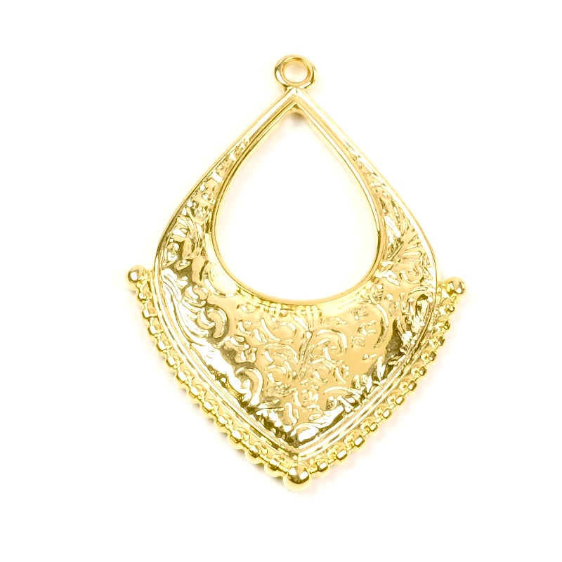 Pendentif Ethnique goutte en Zamak doré Or 24K