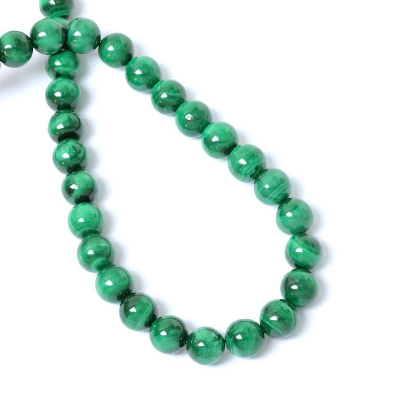 Fil de 37cm de perles naturelles rondes 6mm en Malachite