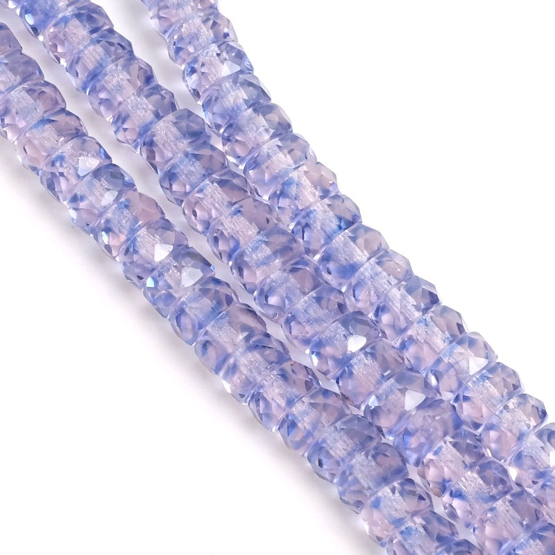 Fil de perles de Bohème rondelles facettées Lavande transparent 3x6mm