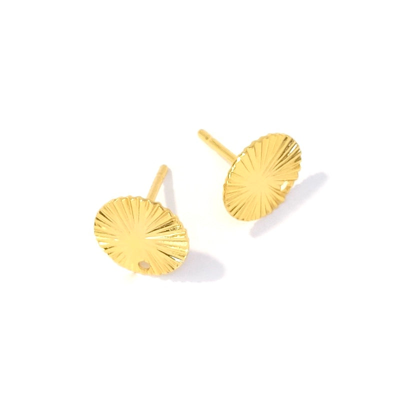 Boucles d'oreilles ronds Ondulés en laiton Doré à l'or fin 24K Premium