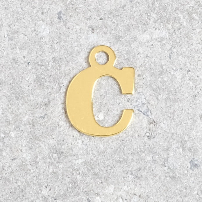 Pendentif lettre C en argent 925 doré à l&#39;or 24K