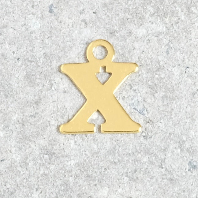 Pendentif lettre X en argent 925 doré à l'or 24K