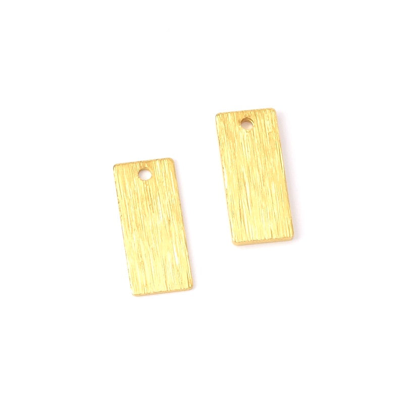 2 pendentifs rectangle effet brossé en laiton Doré à l&#39;or fin 24K Premium