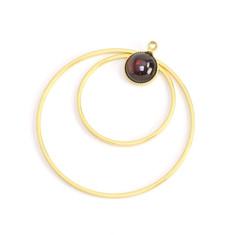 Pendentif cercle pour cabochon rond 8mm en laiton Doré à l'or fin 24K Premium