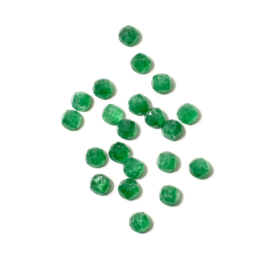 2 Cabochons de pierre naturelle Rond 4mm Facetté Aventurine