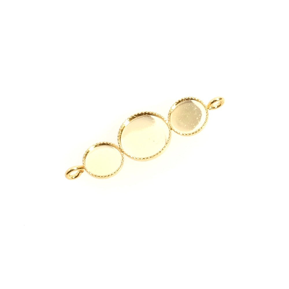 Pendentif connecteur pour cabochons 6mm et 8mm en laiton Doré à l'or fin 24K Premium