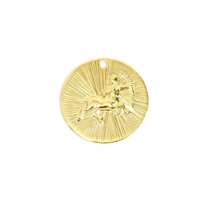 2 pendentifs signe astrologique Sagittaire en laiton Doré à l&#39;or fin 24K