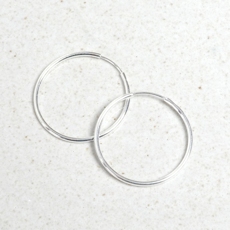 2 boucles d&#39;oreilles créoles 20mm en argent 925