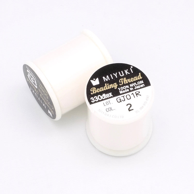 Bobine de 50 mètres de fil nylon Miyuki Beading thread 0,25mm Blanc cassé N°2 