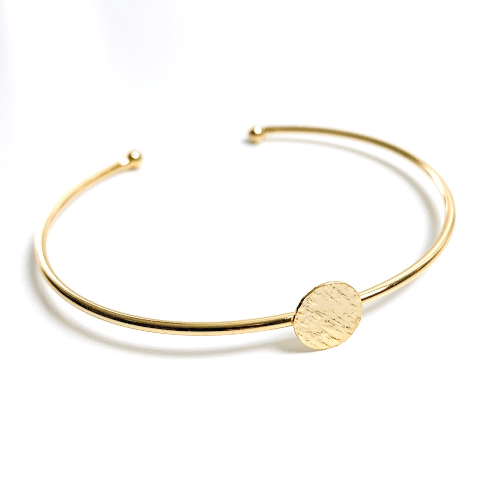 Support bracelet jonc et rond texturé en Laiton doré à l'or fin 24K