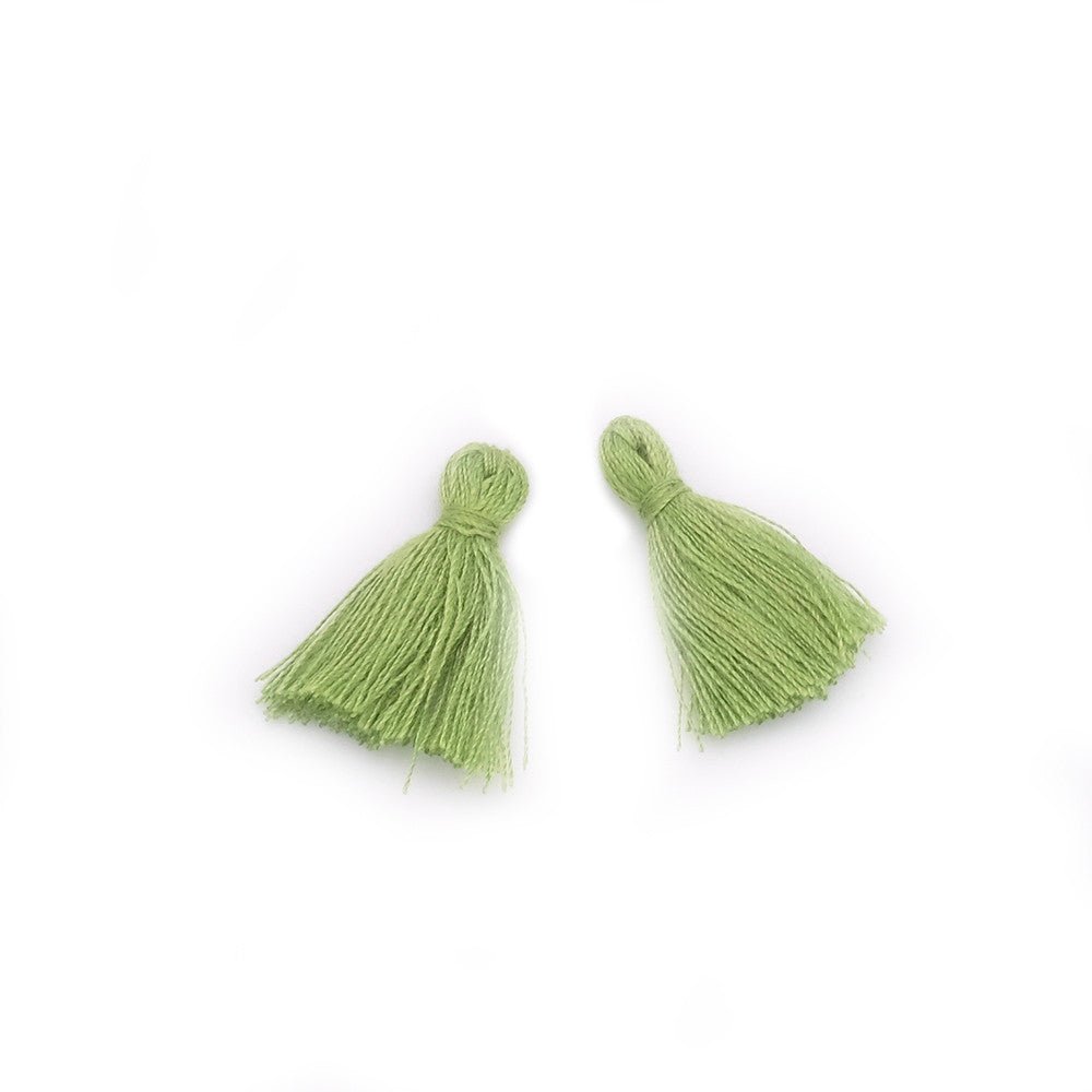 Lot de 4 Petits Pompons en coton 25mm Vert olive